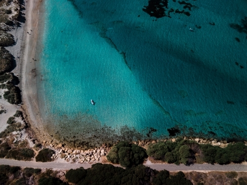Aerial view of clear ocean and shore at Woodman Point, WA - Australian Stock Image