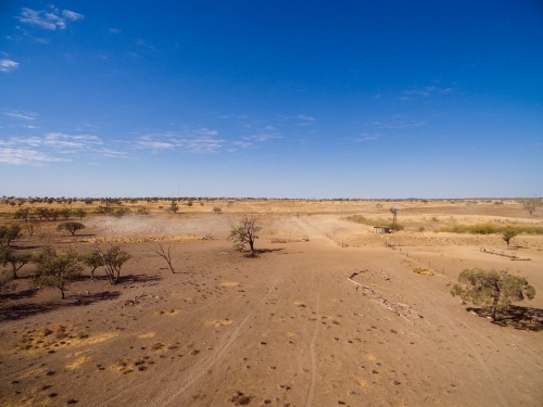 Aerial view of dry barren land - Australian Stock Image