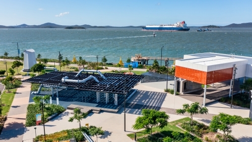 Aerial view of East shores precinct in Gladstone, Queensland - Australian Stock Image