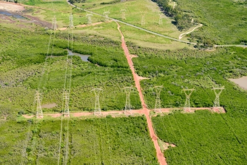 Aerial view of electrical infrastructure near Gladstone - Australian Stock Image