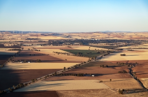 aerial view of farmland in summer - Australian Stock Image