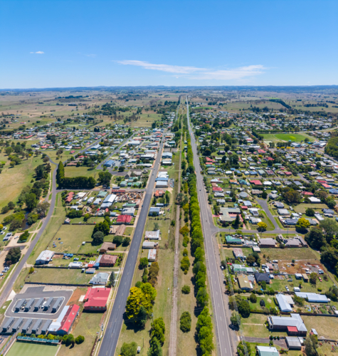 Aerial view of Guyra in New South Wales - Australian Stock Image
