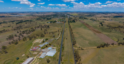 Aerial view of Guyra in New South Wales including Abattoir - Australian Stock Image