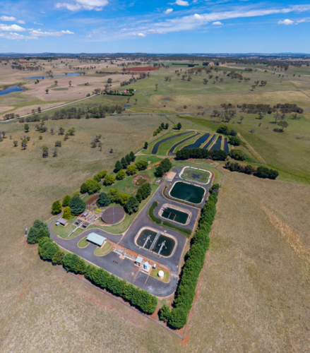 Aerial view of Guyra Water Treatment Facility run by Armidale Regional Council - Australian Stock Image