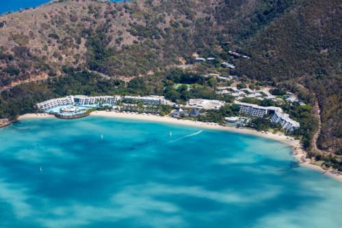 Aerial view of Hayman Island, Whitsundays - Australian Stock Image