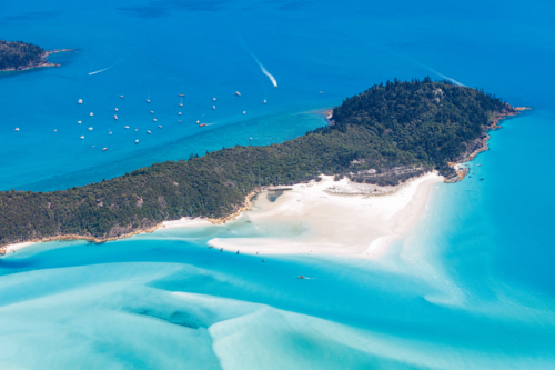 Aerial view of Hill Inlet and Whitehaven Beach - Australian Stock Image
