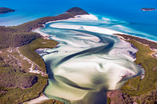 Aerial view of Hill Inlet, Whitsunday Island, Queensland - Australian Stock Image