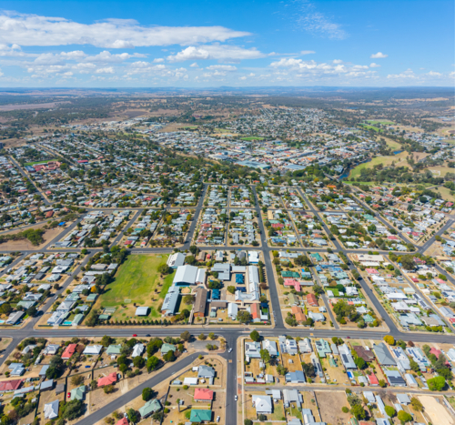 Aerial view of Inverell - Australian Stock Image
