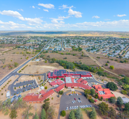 Aerial view of Inverell Hospital - Australian Stock Image