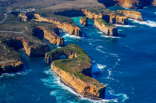 Aerial view of Loch Ard Gorge, Great Ocean Road Victoria - Australian Stock Image