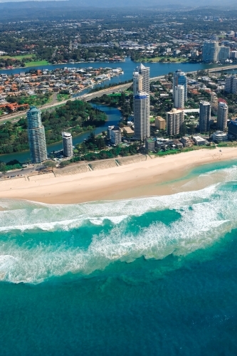 Aerial view of Main Beach on the Gold Coast - Australian Stock Image