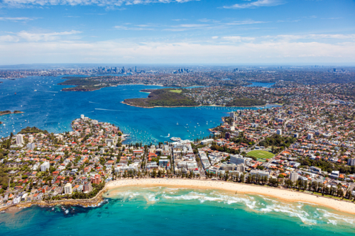 Aerial view of Manly, New South Wales, Australia - Australian Stock Image