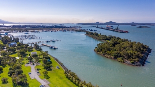 Aerial view of marina, port, spinnaker park - Australian Stock Image