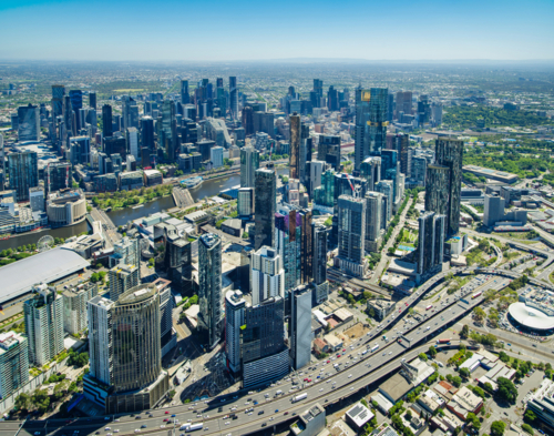 Aerial View of Melbourne South Bank - Australian Stock Image