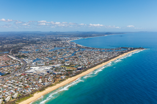 Aerial View of Mooloolaba and Point Cartright, Queensland - Australian Stock Image
