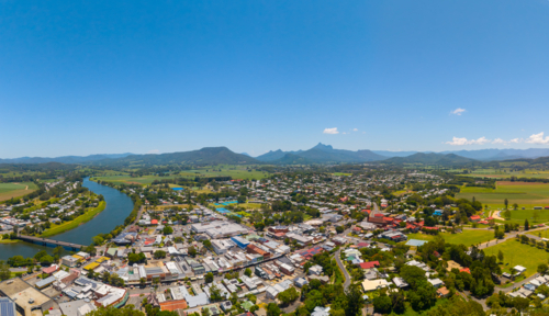 Aerial view of Murwillumbah in northern New South Wales, Australia - Australian Stock Image