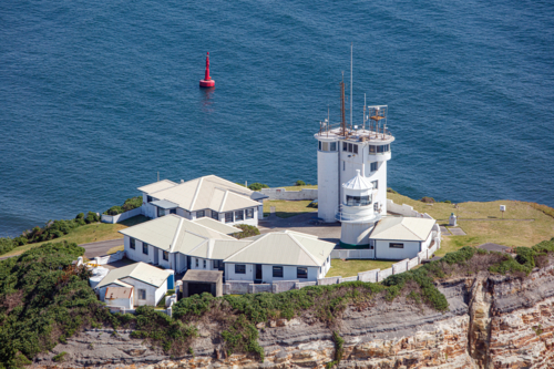 Aerial view of Nobby's Head Lighthouse - Australian Stock Image