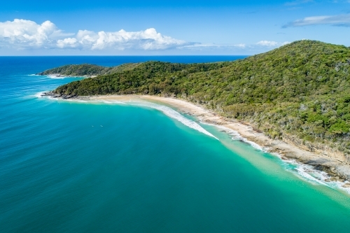 Aerial view of Noosa National Park coastline.