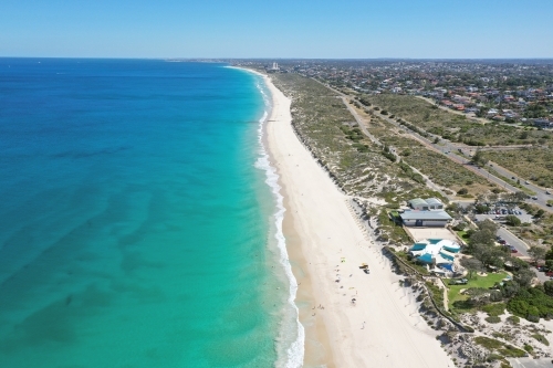 Aerial view of Perth's Floreat beach on a quiet day in summer. - Australian Stock Image