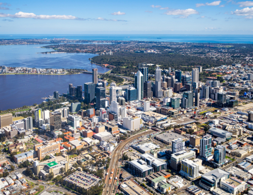 Aerial view of Perth, Western Australia - Australian Stock Image