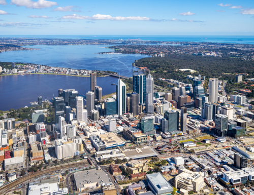 Aerial view of Perth, Western Australia - Australian Stock Image