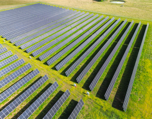 Aerial view of Private Solar Farm near Glen Innes, New South Wales - Australian Stock Image