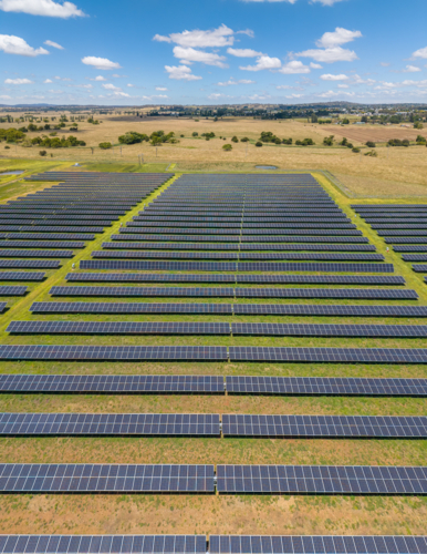 Aerial view of Private Solar Farm near Glen Innes, New South Wales - Australian Stock Image
