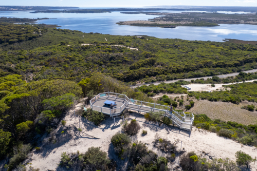 Aerial View of Prospect Hill Lookout Platform and Boardwalk, Kangaroo Island - Australian Stock Image