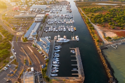 Aerial view of Queenscliff Harbour and Swan Island - Australian Stock Image