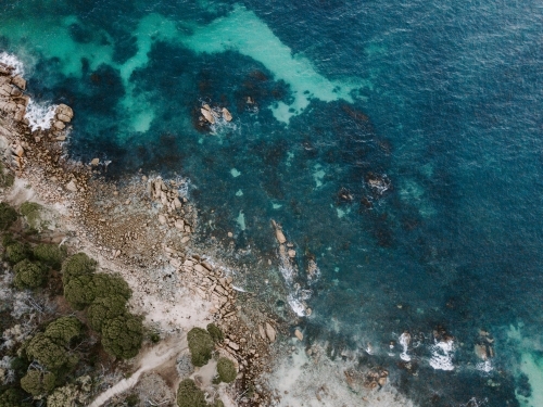 Aerial view of rocky coastline - Australian Stock Image