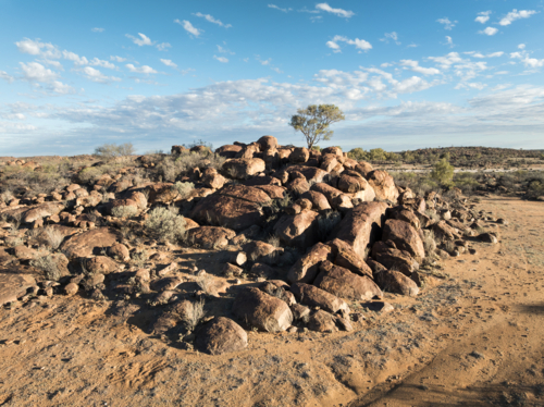Aerial view of rocky ground at Tibooburra, New South Wales - Australian Stock Image