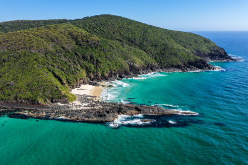 Aerial view of Seven Mile Beach in Forster, New South Wales - Australian Stock Image
