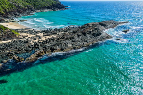 Aerial view of Seven Mile Beach in Forster, New South Wales - Australian Stock Image