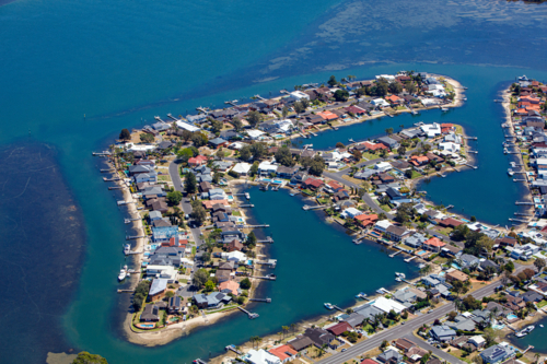 Aerial view of St Huberts Island - Australian Stock Image