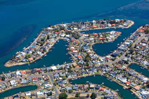 Aerial view of St Huberts Island - Australian Stock Image