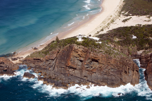 Aerial view of Sugarloaf Lighthouse - Australian Stock Image