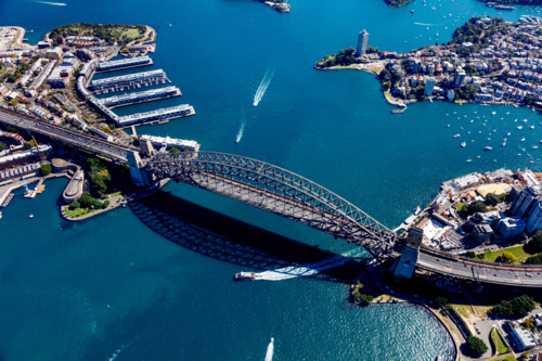Aerial view of Sydney Harbour Bridge - Australian Stock Image