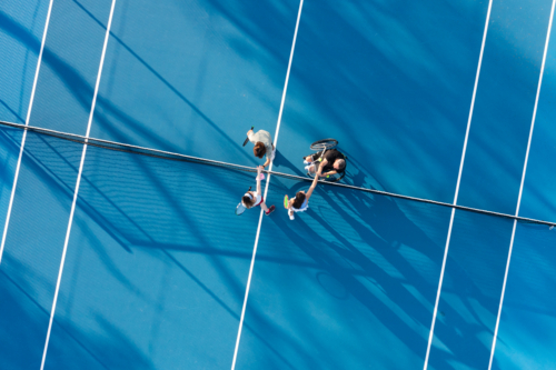 aerial view of tennis court - Australian Stock Image