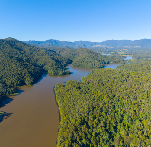 Aerial view of the Clarrie Hall Dam - Australian Stock Image
