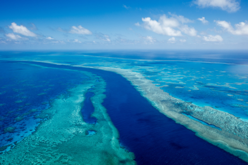 Aerial view of The Great Barrier Reef - Australian Stock Image