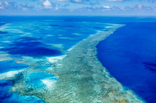 Aerial view of The Great Barrier Reef - Australian Stock Image