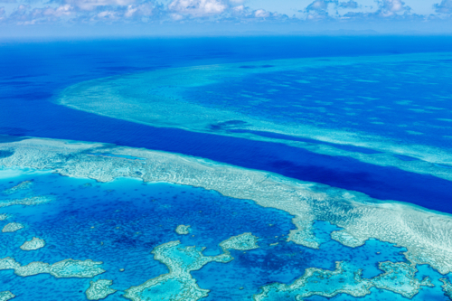 Aerial view of The Great Barrier Reef - Australian Stock Image