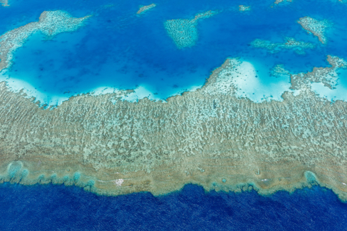 Aerial view of The Great Barrier Reef - Australian Stock Image