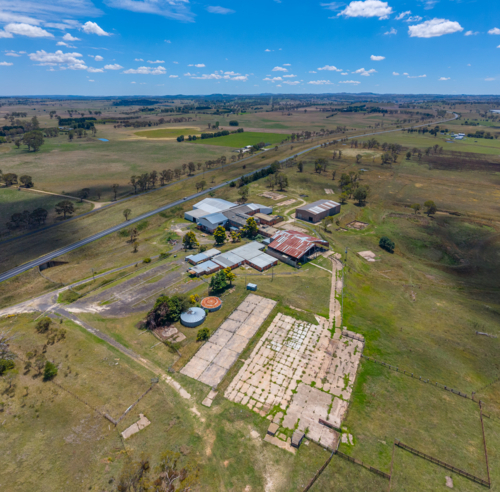 Aerial view of the old Abattoir in Guyra in northern New South Wales - Australian Stock Image
