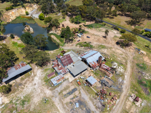 Aerial view of the old Glen Innes Brickworks - Australian Stock Image