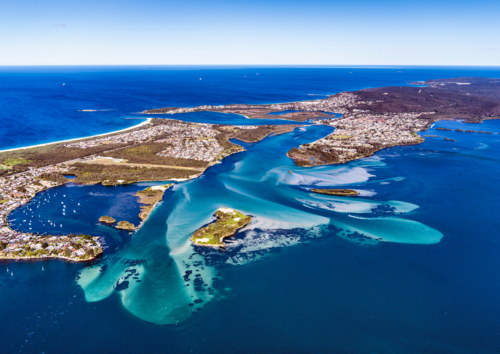 Aerial view of the Swansea Channel - Australian Stock Image