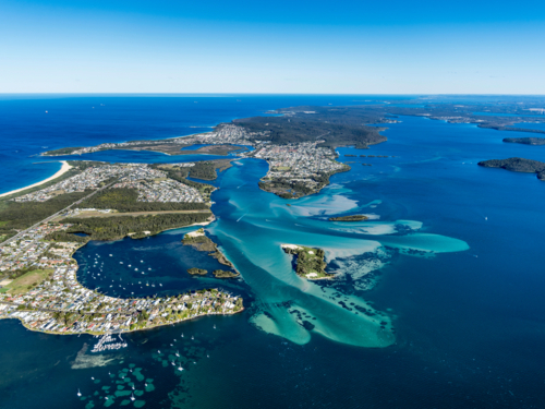 Aerial view of the Swansea Channel - Australian Stock Image
