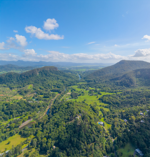 Aerial view of the Tweed Valley looking from Uki towards the coast - Australian Stock Image