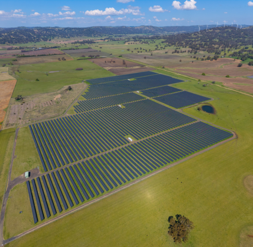 Aerial view of the White Rocks Solar Farm near Glen Innes, New South Wales - Australian Stock Image