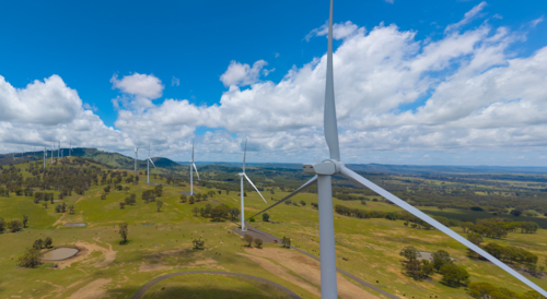 Aerial view of the White Rocks wind farm near Glen Innes, New South Wales - Australian Stock Image